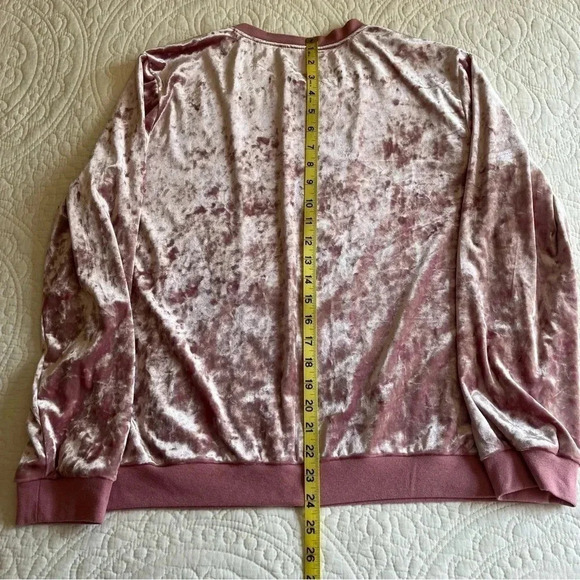 Crushed Velvet Bomber Jacket Women's Large Pink Front Zipper Light Top Y2K Glam - Picture 8 of 16